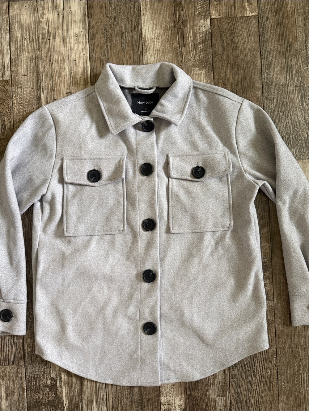 πNew Lookπ Kids Light Gray Button-Front Pea Coat, Medium